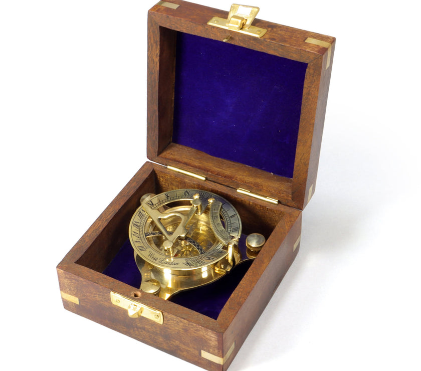 Origin Outdoors brass Sextant SUNDIAL in Wooden Box