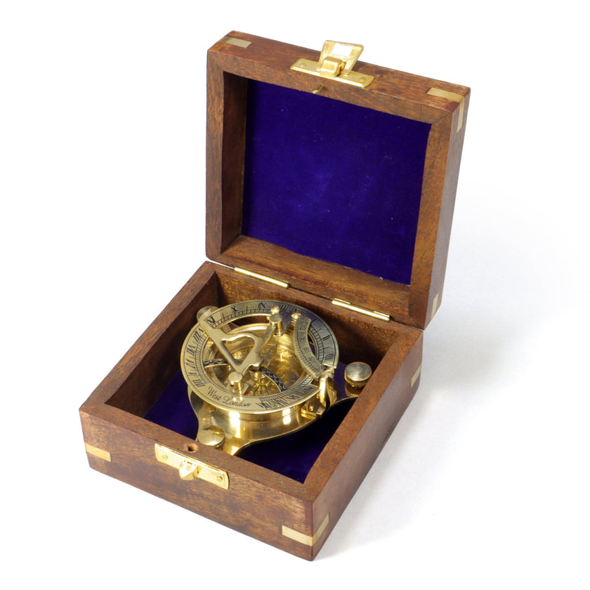 Origin Outdoors brass Sextant SUNDIAL in Wooden Box