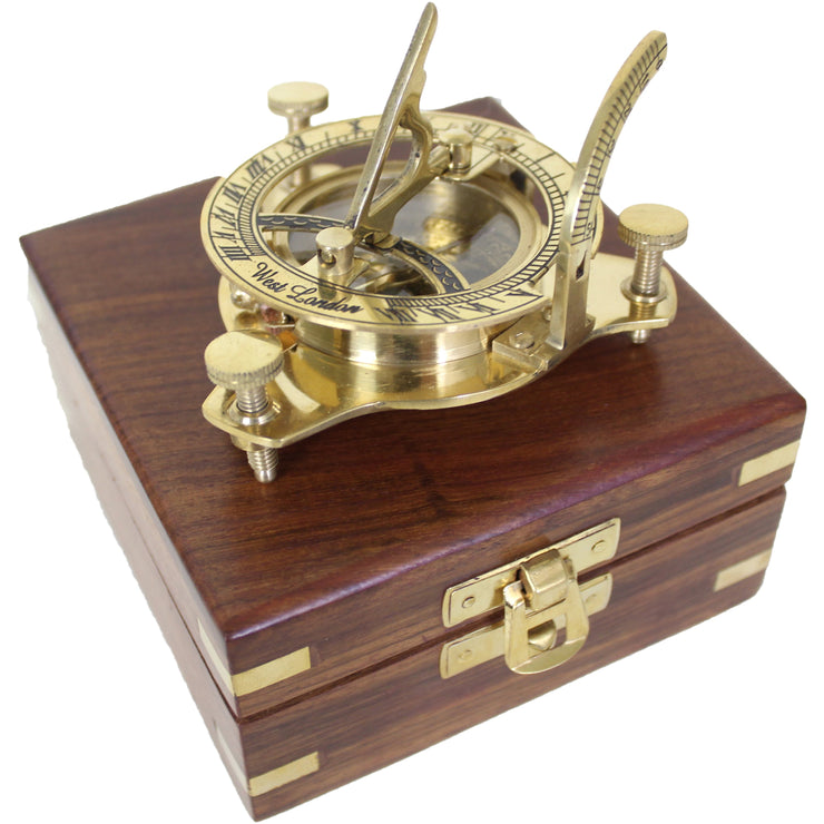 Origin Outdoors brass Sextant SUNDIAL in Wooden Box