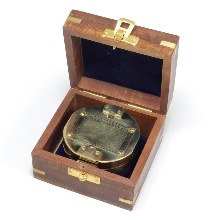 Origin Outdoors brass compass in wooden box