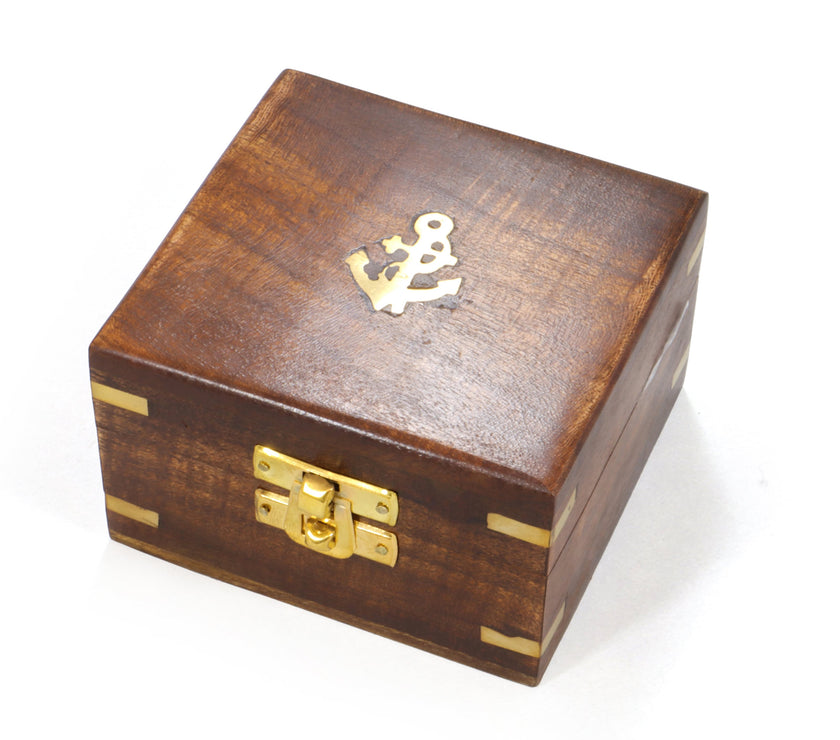 Origin Outdoors brass compass in wooden box