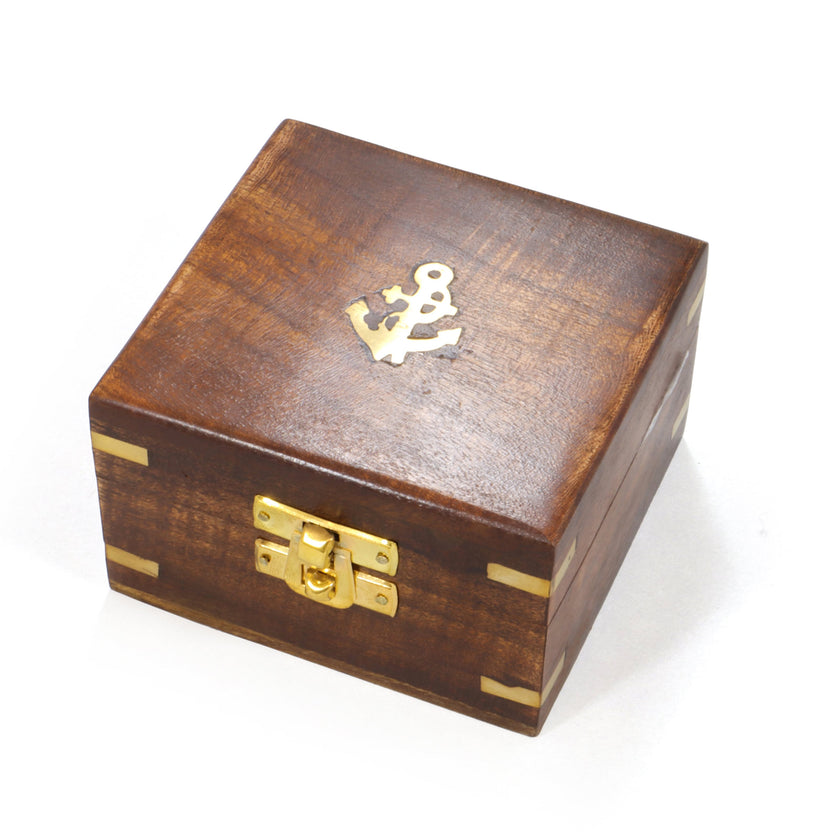 Origin Outdoors brass compass in wooden box